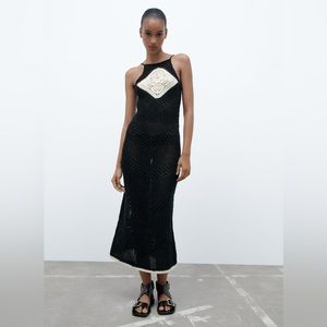 Zara Crochet Knit Dress - Size L - NWT